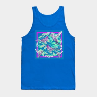 hummingbirds and blue cardinals in lovely arts ecopop Tank Top